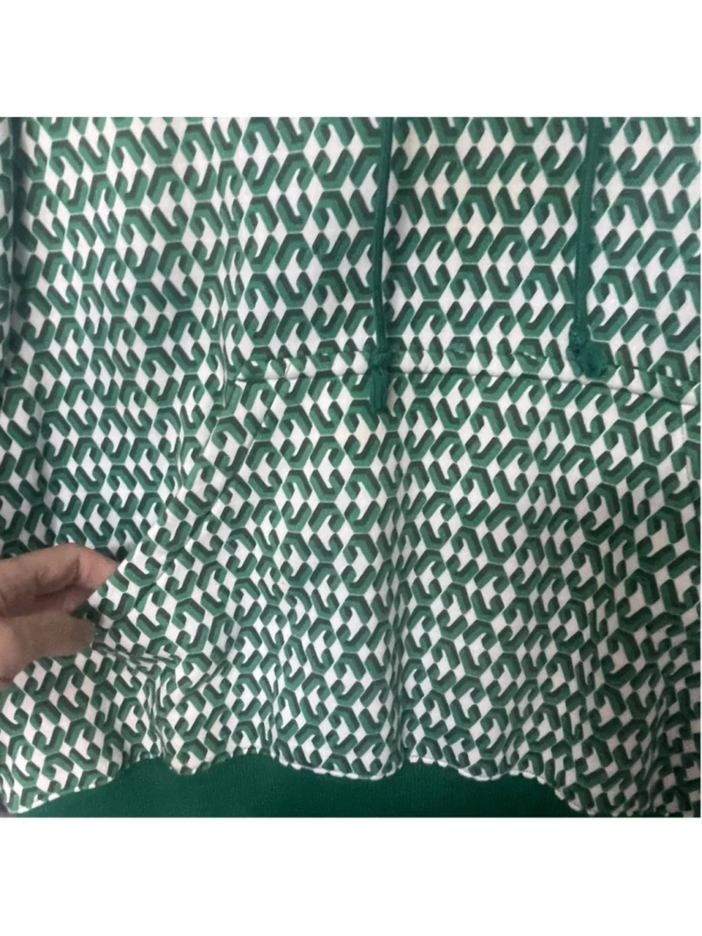 Nike Men’s Medium Green White Geometric Print Pullover Hoodie Logo Sweatshirt
